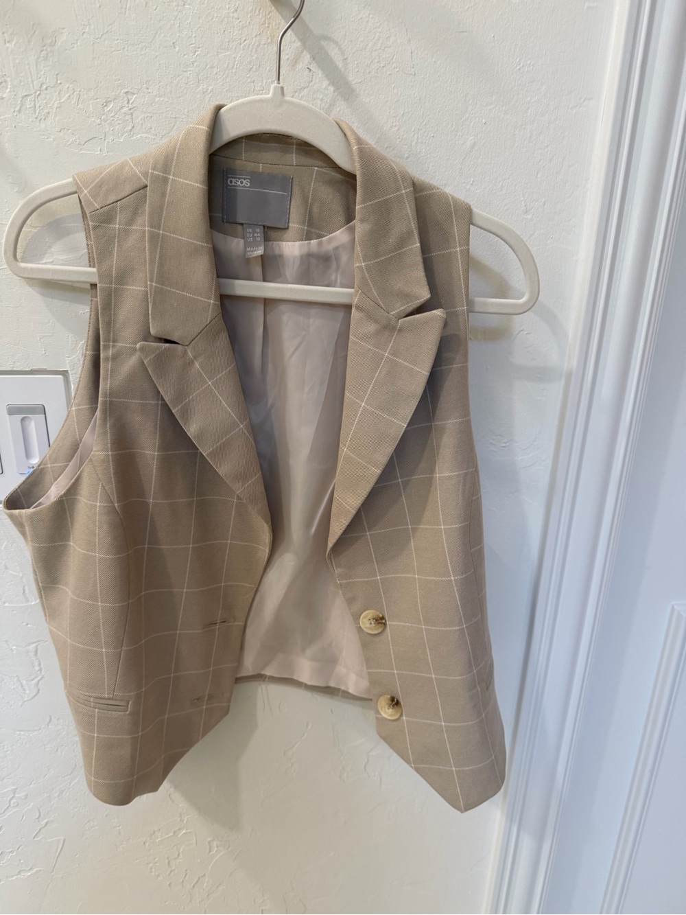 ASOS Beige Windowpane Vest